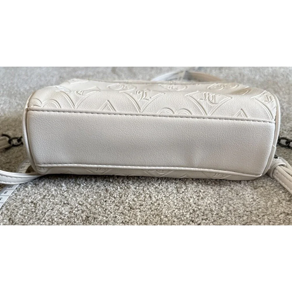 Juicy Couture Cream Embossed JC Monogram Zip Crossbody Bag Adjustable Strap